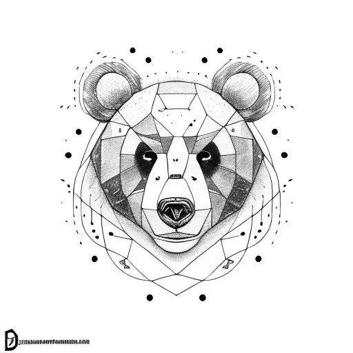 lineart bear face with scar tattoo design idea
