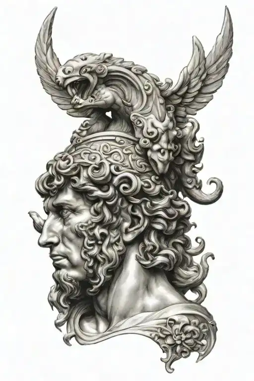 Perseus holding the head tattoo design idea