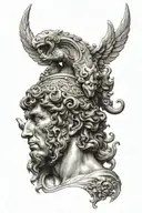 Perseus holding the head tattoo design idea