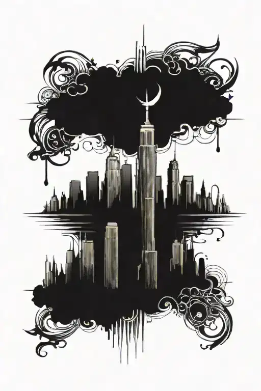 nyc skyline tattoo design idea