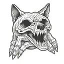 a wolf skull on hand tattoo design idea