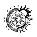 sun and moon huichol tattoo design idea