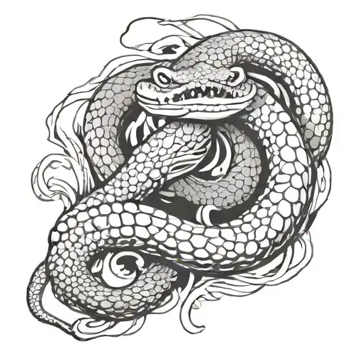 oroborous with newt instead of snake coiled tattoo design idea
