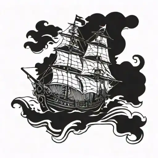   ghost pirate ship tattoo design idea
