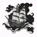   ghost pirate ship tattoo design idea