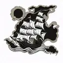  ghost pirate ship tattoo design idea