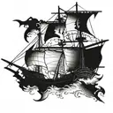   ghost pirate ship tattoo design idea