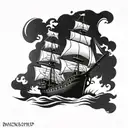   ghost pirate ship tattoo design idea
