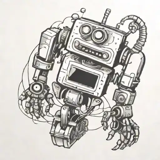 funny robot tattoo design idea