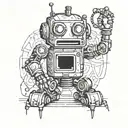 funny robot tattoo design idea