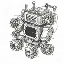 funny robot tattoo design idea