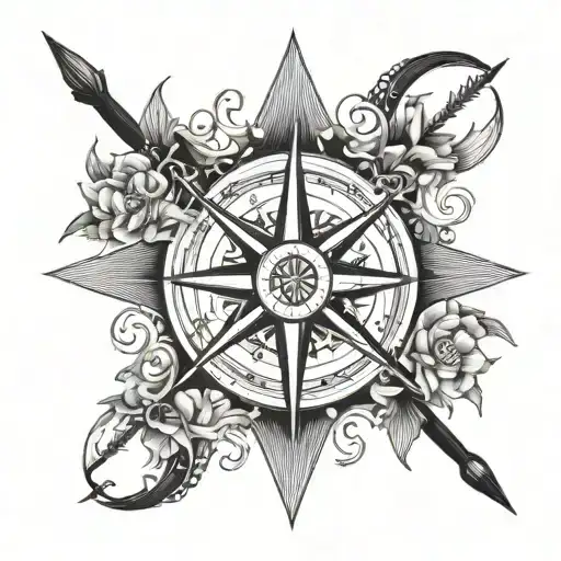 A compass rose with propellers instead of arrows tattoo design idea
