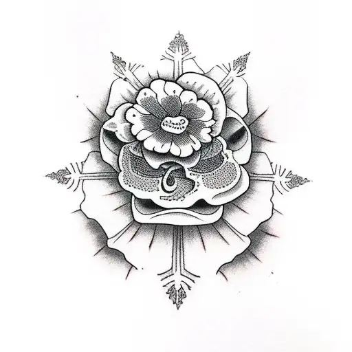 skeleton flower plant tattoo design idea