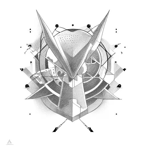 An abstract representation of technology merging with biblical imagery tattoo design idea