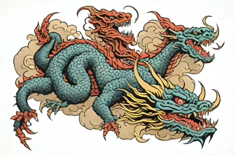 Dragon devouring clouds  tattoo design idea
