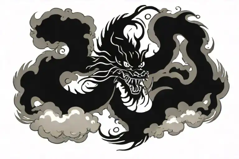 Dragon spirit hidden within clouds  tattoo design idea