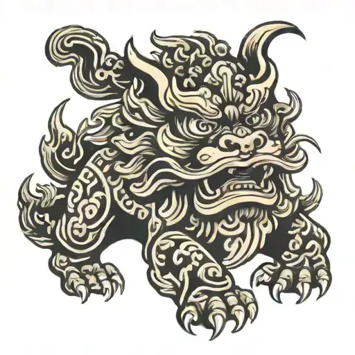 foo dog Chinese traditional style tattoo tattoo design idea