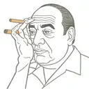 outline of tony soprano smoking a cigar tattoo design idea
