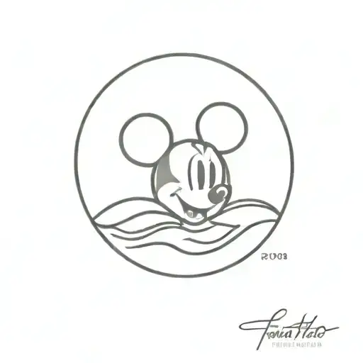 wave sun and mickey mouse ears  tattoo design idea
