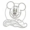 wave sun and mickey mouse ears  tattoo design idea
