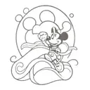 wave sun and mickey mouse ears  tattoo design idea