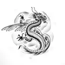 japanese dragon with dragonfly wings tattoo design idea