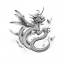 japanese dragon with dragonfly wings tattoo design idea