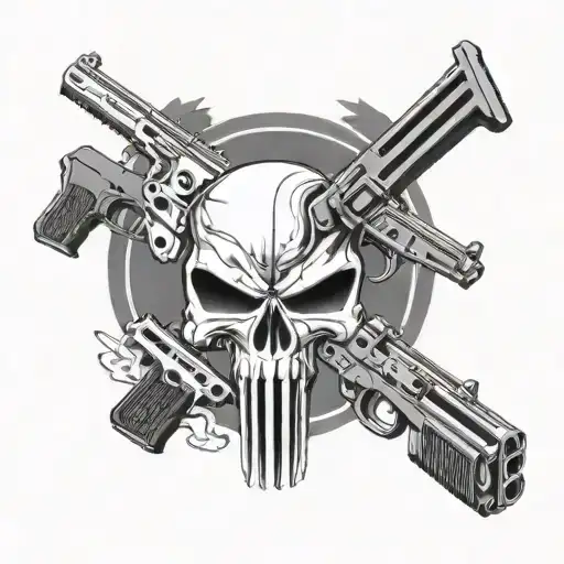 punisher skull and guns  tattoo design idea