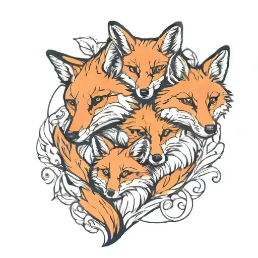 a family of 3 foxes the mother the daughter and the youngest son made by a single line tattoo design idea