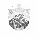A surreal landscape where mountains transform into animals tattoo design idea