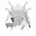 A surreal landscape where mountains transform into animals tattoo design idea