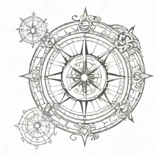 compass design featuring initials sh and dj tattoo design idea