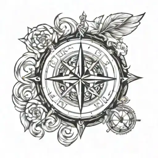 compass design featuring initials sh dj tattoo tattoo design idea