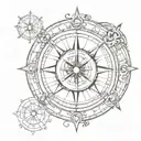 compass design featuring initials sh and dj tattoo design idea