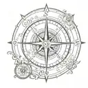 compass design featuring initials sh and dj tattoo design idea