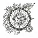 compass design featuring initials sh dj tattoo tattoo design idea