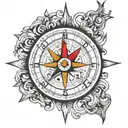 compass design featuring initials sh dj tattoo tattoo design idea