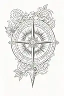 compass design featuring initials sh and dj tattoo design idea