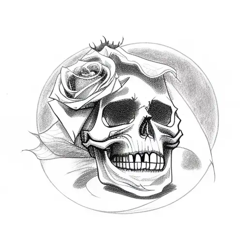 corpse bride, moon, rose, skull, Japanese, momento mori tattoo design idea