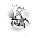 goldfish wearing a hat tattoo design idea