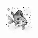 goldfish wearing a hat tattoo design idea