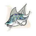 goldfish wearing a shark fin as a hat tattoo design idea