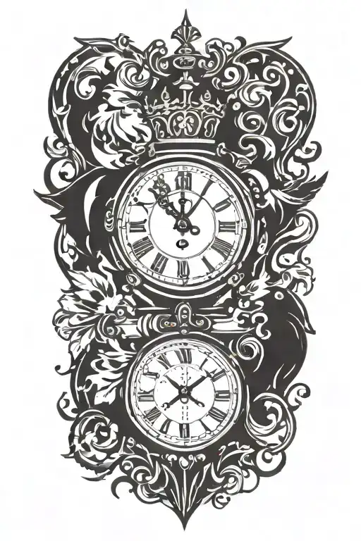 clock crown diamond  tattoo design idea