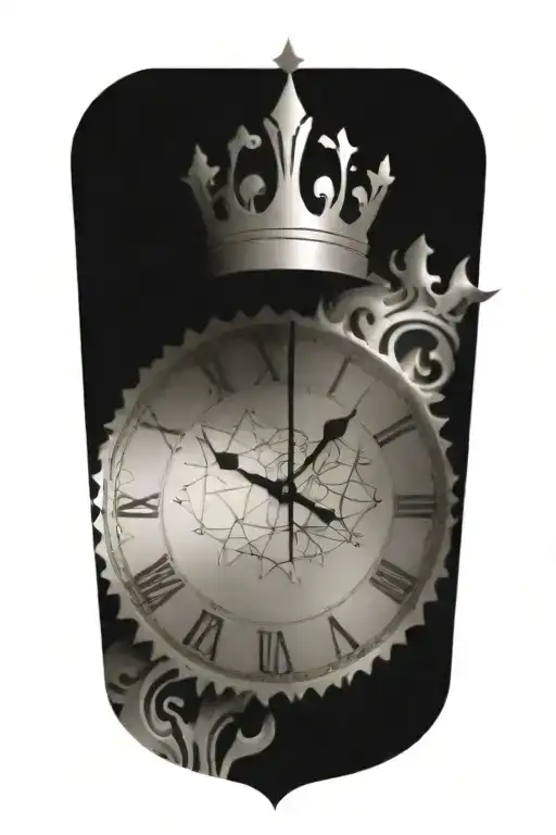 clock crown diamond  tattoo design idea