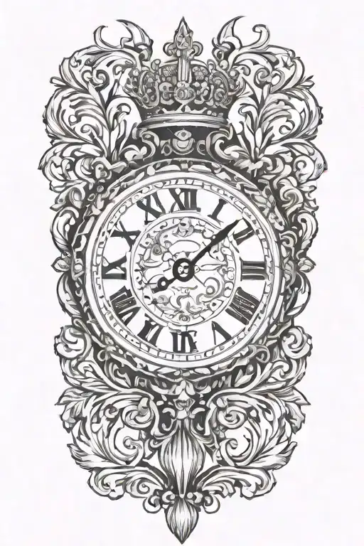 clock crown diamond  tattoo design idea