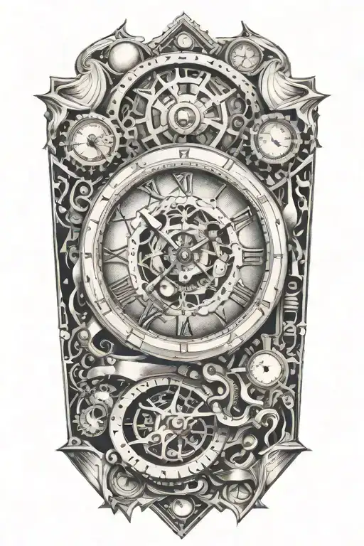 Create a clock mechanism intertwined with a diamond tattoo design idea