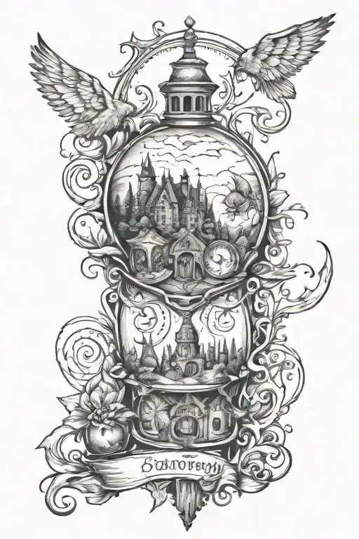 fantasy whimsical Harry Potter inspired tattoo tattoo design idea