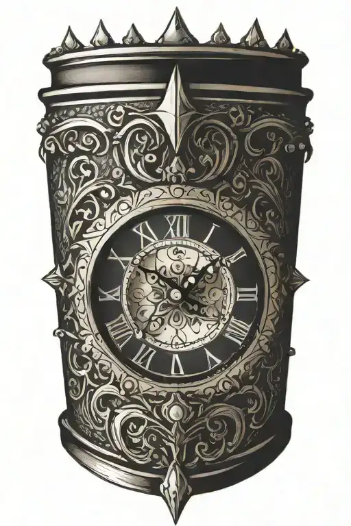 clock crown diamond  tattoo design idea