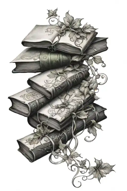 books ivy vine wrapping tattoo design idea