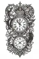 clock crown diamond  tattoo design idea
